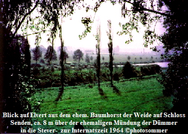 Blick auf Elvert aus dem ehem. Baumhorst der Weide auf Schloss
 Senden, ca. 8 m über der ehemaligen Mündung der Dümmer 
in die Stever-  zur Internatszeit 1964 ©photosommer